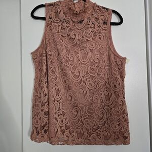 PerSeption Concept Lace Sleeveless Blouse - Coral